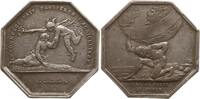 Frankreich, Königreich Oktogonale Silbermedaille Karl X., 1824 - 1830, v. Puymaurin, Commerce fait ... / Seul je porte le monde -