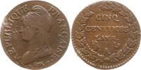 Frankreich 5 Centimes Paris, Jahreszahl im Stempel umgeschnitten -