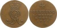 Braunschweig-Calenberg-Hannover 4 Pfennig Georg III., 1760 - 1820, Jahreszahl im Stempel umgeschnitten -