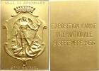 Belgien, Königreich, Stadt Brüssel Vergoldete Bronzeplakette Stadtwappen / Expostion Canine Internationale 9 Septembre 1956 -