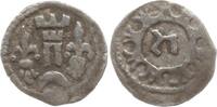 Ungarn, Königreich Denar Bela IV., 1235 - 1270, Turm zwischen Lilien / Hebräischer Buchstabe Chet -