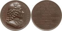 Frankreich, Königreich, Paris Bronzemedaille v. Caunois auf den Schriftsteller und Philosophen Voltaire, 1694 - 1778 -