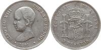 Spanien, Königreich 5 Pesetas, zeitgen. Anfertigung Alfonso XIII., 1886 - 1941, stark untergewichtig, zeitgen. Nachahmung !!! -