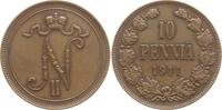 Finnland 10 Penniä Nikolaus II. von Russland, 1894 - 1917 -