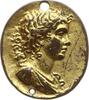 Einseitige teilvergoldete hochovale Bronzemedaille Brustbild eines Jünglings in antikem Gewand, unbestimmt, 39 mm x 35 mm -