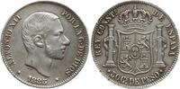 Philippinen 50 Centavos Alfonso XII. von Spanien, 1874 - 1885, Manila, Jz. im Stempel geändert -