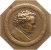 Österreich, Stadt Wien Oktogonale einseitige Bronzemedaille von Tautenhayn, auf den 100. Todestag des Komponisten Franz Schubert -