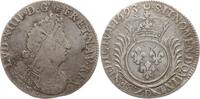 Frankreich, Königreich 1/4 Ecu aux palmes Ludwig XIV., 1643 - 1715, Lyon, Überprägung auf einem 1/4 Ecu aux 8 L -