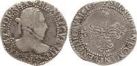 Frankreich, Königreich 1/2 Franc au col plat Henri III., 1572 - 1589, La Rochelle, Mzz. A unter Brustbild -