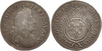 Frankreich, Königreich 1/4 Ecu aux palmes Ludwig XIV., 1643 - 1715, Lyon, Überprägung auf einem 1/4 Ecu aux 8 L -