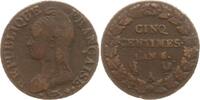 Frankreich 5 Centimes Paris, Jahreszahl im Stempel umgeschnitten -