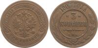 Russland 3 Kopeken Nikolaus II., 1894 - 1917, St. Petersburg -
