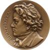 Berühmte Personen - Musiker und Komponisten Einseitige Bronzemedaille v. Huguenin, Le Locle, Schweiz, auf Ludwig van Beethoven, 1770 - 1827 -
