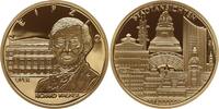 Berühmte Personen - Musiker und Komponisten Vergoldete Bronzemedaille Richard Wagner, 1813 - 1883, Opernhaus und Stadtansicht Leipzig -