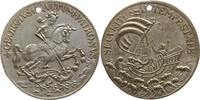Ungarn Sankt-Georgs-Medaille in Talergröße Georg auf Pferd mit Lanze im Kampf mit dem Drachen / Segelschiff auf rauer See -