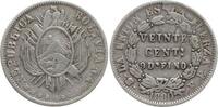 Bolivien 20 Centavos Potosi, deutliche Überprägungsspuren an Rs. -