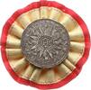 Schweiz - Genf Versilberte Bronzeplakette auf Kokarde auf den 400. Geburtstag des Reformators Jean Calvin, 1509 - 1564 -