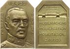 Schweiz Bronzeplakette v. Peka und Paul Kramer Neuchatel, General Guisan, auf die Mobilmachung -