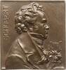 Österreich, Stadt Wien Einseitige Bronzeplakette v. Stiasny, auf den Komponisten Franz Schubert, 1797 - 1928 -