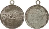 Schweiz - Genf Tragbare versilberte Bronzemedaille auf das Internationale Musikfest, Stadtansicht mit Promenade Genfer See -