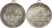 Schweiz - Genf Tragbare versilberte Bronzemedaille v. Defaili, auf das Nationale Turnfest, Stadtansicht mit Promenade am Genfer See -