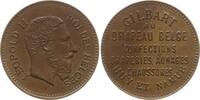 Belgien, Königreich, Wallonien Kleine Bronzemedaille Leopold II., 1865-1909, Jeton der Firma Gilbart au Drapeau Belge, Huy und Namur -