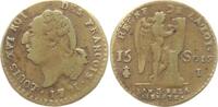 Frankreich, Königreich 15 Sols, Glockenmetall Ludwig XVI., 1774 - 1793, Limoges, An 3, zeitgenössische Fälschung, interessant! -