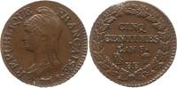 Frankreich, Directoire et Consulat 5 Centimes Straßburg, im Stempel aus An 5 umgeschnitten -