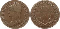 Frankreich, Directoire et Consulat 5 Centimes Metz, im Stempel aus An 6 umgeschnitten -