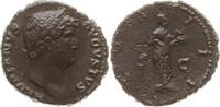 Römische Kaiserzeit As Hadrian, 117 - 138, Salus steht nach rechts und füttert Schlange aus Patera -