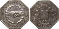 Frankreich, Stadt Abbeville Oktogonale Silbermedaille v. Caqué, Notaires de L'Arrondissement, Handschlag, Gesetzestafel -