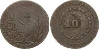Brasilien 40 Reis Pedro II., 1831 - 1889, Rio de Janeiro, Gegenstempel auf 80 Reis von Pedro I. -