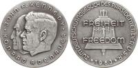 USA Feinsilbermedaille (1000) v. B.H. Mayer Pforzheim, a.d. Deutschlandbesuch Kennedys, Portrait mit Adenauer -
