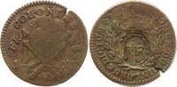 Französische Kolonien - Guadeloupe 3 Sous 9 Deniers (1/4 Escalin) Überprägung 1793 mit Stempel RF in Oval auf Sol des Colonies 1767 -