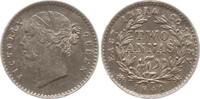 Indien 2 Annas Victoria, 1837 - 1901, Calcutta, erhabenes W W am Halsabschnitt -