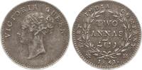 Indien, East India Company 2 Annas Victoria, 1837 - 1901, Calcutta, ohne Inschrift am Halsabschnitt -