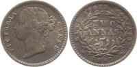 Indien 2 Annas 1841 Victoria, 1837 - 1901, Calcutta, erhabenes W W am Halsabschnitt Besser als sehr schön, Patina, winz. Belagreste