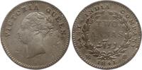 Indien, East India Company 2 Annas 1841 Victoria, 1837 - 1901, Calcutta, ohne Inschrift am Halsabschnitt Sehr schön