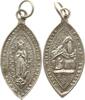 Frankreich, Stadt Lourdes Kleine spitzovale tragbare Medaille Wallfahrt, Je suis l'immacule e conception, Marienfigur / Grotte -