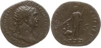 Römische Kaiserzeit Dupondius Trajan, 98 - 117, Arabia steht n.r. hält Zimtstange u. Zweig, zu Füßen ein Kamel -