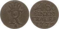 Brandenburg-Preußen 1/48 Taler 1779 A Friedrich II., 1740 - 1786, Berlin, Beizeichen Rosetten Sehr schön mit feiner Patina
