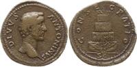 Römische Kaiserzeit Sesterz Divus Antoninus (Prägung unter Marcus Aurelius), Scheiterhaufen mit Quadriga -