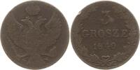 Polen unter Russland 3 Grosze Nikolaus I., 1825 - 1855, Warschau -