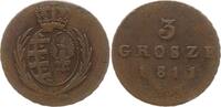 Polen - Herzogtum Warschau 3 Groschen (3 Grosze) Friedrich August I. v. Sachsen, als Herzog, 1807 - 1815 -