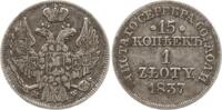 Russland 15 Kopeken / 1 Zloty Nikolaus I., 1825 - 1855, Warschau, Prägung für Polen -