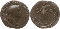 Römische Kaiserzeit Dupondius Vespasian, 69 - 79, Lyon, Fortuna steht n.l., hält Füllhorn u. Ruder über Globus -