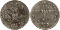 Russland 15 Kopeken / 1 Zloty Nikolaus I., 1825 - 1855, St. Petersburg, Nikolai Grachev, Prägung für Polen -