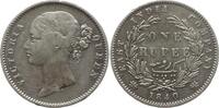 Indien, East India Company 1 Rupie Victoria, 1837 - 1901, W.W. am Halsabschnitt -