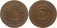 40 Reis 1831 R (1835) Brasilien Pedro II., 1831 - 1889, Rio de Janeiro, Gegenstempel auf 80 Reis Pedro I. Sehr schön