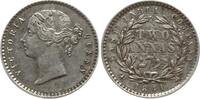 Indien, East India Company 2 Annas 1841 Victoria, 1837 - 1901, Calcutta, erhabenes W W am Halsabschnitt Vorzüglich